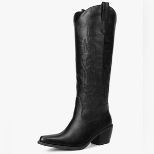Pasuot Western Cowboy Boots for Women - Knee High Wide Calf